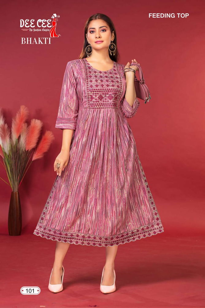 Bhakti By Deecee Rayon Feeding Printed Kurtis Catalog